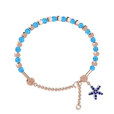 Mitra Yasemin Çiçeği Bilezik - Akuamarin ve lab safir 925 ayar rose altın kaplama gümüş bilezik #112xi6e