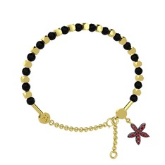 Mitra Yasemin Çiçeği Bilezik - Siyah zirkon ve garnet 14 ayar altın bilezik #12g0qe4
