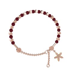 Mitra Yasemin Çiçeği Bilezik - Kök yakut ve pembe kuvars 925 ayar rose altın kaplama gümüş bilezik #132saot