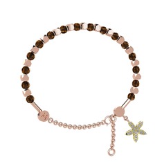Mitra Yasemin Çiçeği Bilezik - Dumanlı kuvars ve swarovski 18 ayar rose altın bilezik #13qorki