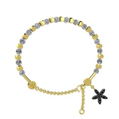 Mitra Yasemin Çiçeği Bilezik - Beyaz zirkon ve siyah zirkon 8 ayar altın bilezik #14llwhz