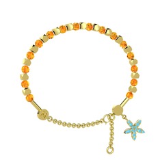 Mitra Yasemin Çiçeği Bilezik - Sitrin ve akuamarin 14 ayar altın bilezik #165wyuy