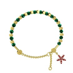 Mitra Yasemin Çiçeği Bilezik - Yeşil kuvars ve garnet 8 ayar altın bilezik #19axi23