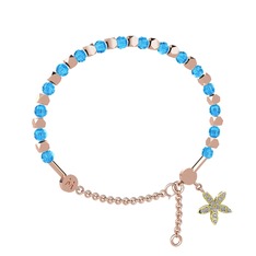 Mitra Yasemin Çiçeği Bilezik - Akuamarin ve beyaz zirkon 14 ayar rose altın bilezik #1a6qheg