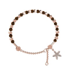 Mitra Yasemin Çiçeği Bilezik - Dumanlı kuvars ve swarovski 8 ayar rose altın bilezik #1bgt36z