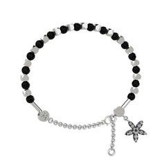 Mitra Yasemin Çiçeği Bilezik - Siyah zirkon ve swarovski 925 ayar gümüş bilezik #1bj5jmb