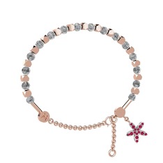 Beyaz zirkon ve rodolit garnet 925 ayar rose altın kaplama gümüş bilezik