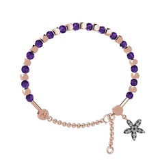Mitra Yasemin Çiçeği Bilezik - Ametist ve swarovski 18 ayar rose altın bilezik #1d3fep8