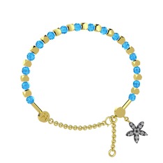 Mitra Yasemin Çiçeği Bilezik - Akuamarin ve swarovski 14 ayar altın bilezik #1d7h8y6