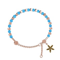 Mitra Yasemin Çiçeği Bilezik - Akuamarin ve dumanlı kuvars 14 ayar rose altın bilezik #1en9ypk