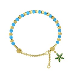 Akuamarin ve yeşil kuvars 18 ayar altın bilezik