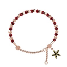 Garnet ve siyah zirkon 925 ayar rose altın kaplama gümüş bilezik