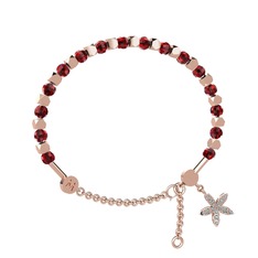 Mitra Yasemin Çiçeği Bilezik - Garnet ve swarovski 925 ayar rose altın kaplama gümüş bilezik #1fy4xj6