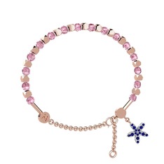 Pembe kuvars ve lab safir 18 ayar rose altın bilezik