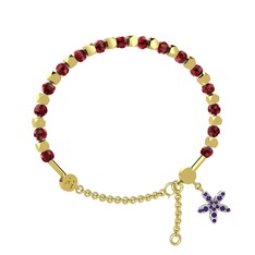 Mitra Yasemin Çiçeği Bilezik - Garnet ve ametist 8 ayar altın bilezik #1go4a5t