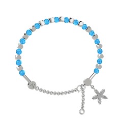 Akuamarin ve swarovski 925 ayar gümüş bilezik