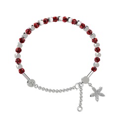 Mitra Yasemin Çiçeği Bilezik - Garnet ve swarovski 925 ayar gümüş bilezik #1hrowch