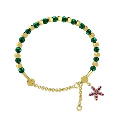 Mitra Yasemin Çiçeği Bilezik - Yeşil kuvars ve garnet 14 ayar altın bilezik #1hwe20k