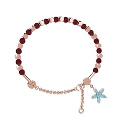 Mitra Yasemin Çiçeği Bilezik - Kök yakut ve akuamarin 18 ayar rose altın bilezik #1i0hhr