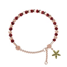 Mitra Yasemin Çiçeği Bilezik - Garnet ve peridot 8 ayar rose altın bilezik #1jdc6bb
