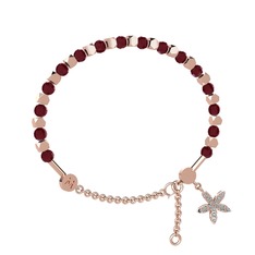 Kök yakut ve swarovski 925 ayar rose altın kaplama gümüş bilezik