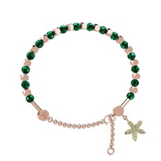 Mitra Yasemin Çiçeği Bilezik - Yeşil kuvars ve swarovski 14 ayar rose altın bilezik #1k4407d