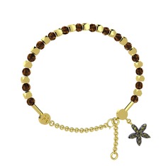 Mitra Yasemin Çiçeği Bilezik - Dumanlı kuvars ve peridot 18 ayar altın bilezik #1k67ok9