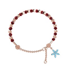 Garnet ve akuamarin 18 ayar rose altın bilezik