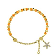 Mitra Yasemin Çiçeği Bilezik - Sitrin ve pırlanta 18 ayar altın bilezik (0.3 karat) #1kyhkmg