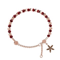 Garnet ve dumanlı kuvars 14 ayar rose altın bilezik