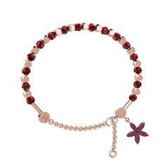 Mitra Yasemin Çiçeği Bilezik - Garnet ve rodolit garnet 925 ayar rose altın kaplama gümüş bilezik #1lcye7z