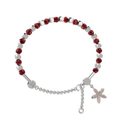 Mitra Yasemin Çiçeği Bilezik - Garnet ve swarovski 14 ayar beyaz altın bilezik #1lrsw7v