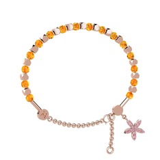 Sitrin ve pembe kuvars 8 ayar rose altın bilezik