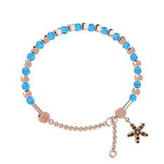 Mitra Yasemin Çiçeği Bilezik - Akuamarin ve dumanlı kuvars 8 ayar rose altın bilezik #1m7ok82