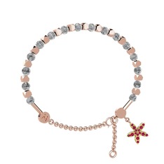 Mitra Yasemin Çiçeği Bilezik - Beyaz zirkon ve rodolit garnet 14 ayar rose altın bilezik #1nmz6c7