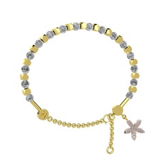 Mitra Yasemin Çiçeği Bilezik - Beyaz zirkon ve pırlanta 14 ayar altın bilezik (0.3 karat) #1o6udi9