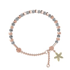 Mitra Yasemin Çiçeği Bilezik - Beyaz zirkon ve swarovski 14 ayar rose altın bilezik #1pj3w7r