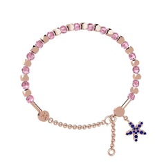 Pembe kuvars ve lab safir 18 ayar rose altın bilezik