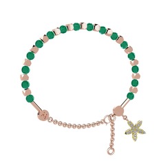 Mitra Yasemin Çiçeği Bilezik - Kök zümrüt ve pırlanta 8 ayar rose altın bilezik (0.3 karat) #1qojulb