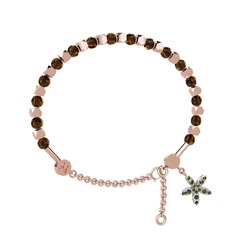Dumanlı kuvars ve peridot 18 ayar rose altın bilezik