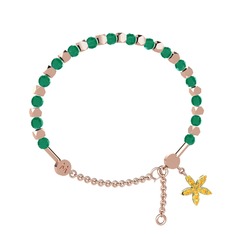 Mitra Yasemin Çiçeği Bilezik - Kök zümrüt ve sitrin 18 ayar rose altın bilezik #1s1u6c7