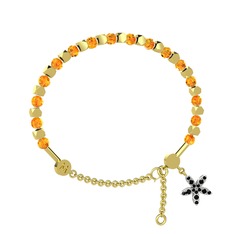 Mitra Yasemin Çiçeği Bilezik - Sitrin ve siyah zirkon 18 ayar altın bilezik #1sevb1f