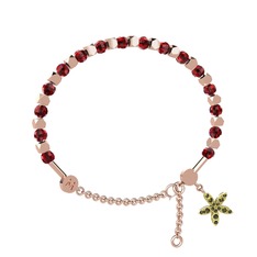 Mitra Yasemin Çiçeği Bilezik - Garnet ve peridot 18 ayar rose altın bilezik #1sy19np