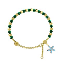 Mitra Yasemin Çiçeği Bilezik - Yeşil kuvars ve akuamarin 8 ayar altın bilezik #1tmwkbh