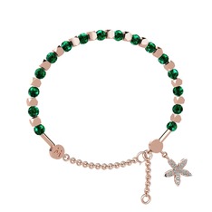 Yeşil kuvars ve swarovski 14 ayar rose altın bilezik