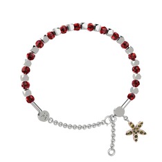 Mitra Yasemin Çiçeği Bilezik - Garnet ve peridot 925 ayar gümüş bilezik #1us02nv