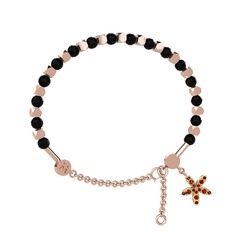 Siyah zirkon ve garnet 925 ayar rose altın kaplama gümüş bilezik