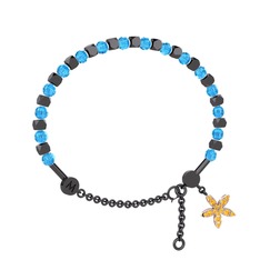 Mitra Yasemin Çiçeği Bilezik - Akuamarin ve sitrin 925 ayar siyah rodyum kaplama gümüş bilezik #1vcls4i