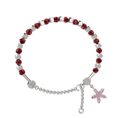 Garnet ve pembe kuvars 925 ayar gümüş bilezik