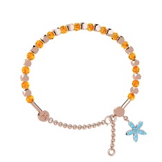 Mitra Yasemin Çiçeği Bilezik - Sitrin ve akuamarin 18 ayar rose altın bilezik #1y35t31